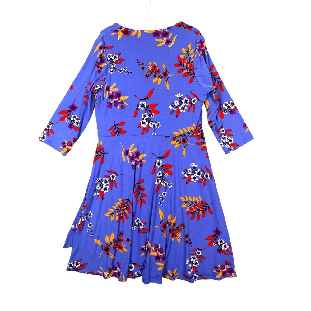 Sweetheart Faux Wrap Jersey Dress Malibu Ultramarine Floral 1L Coquette Dopamine - Picture 5 of 9
